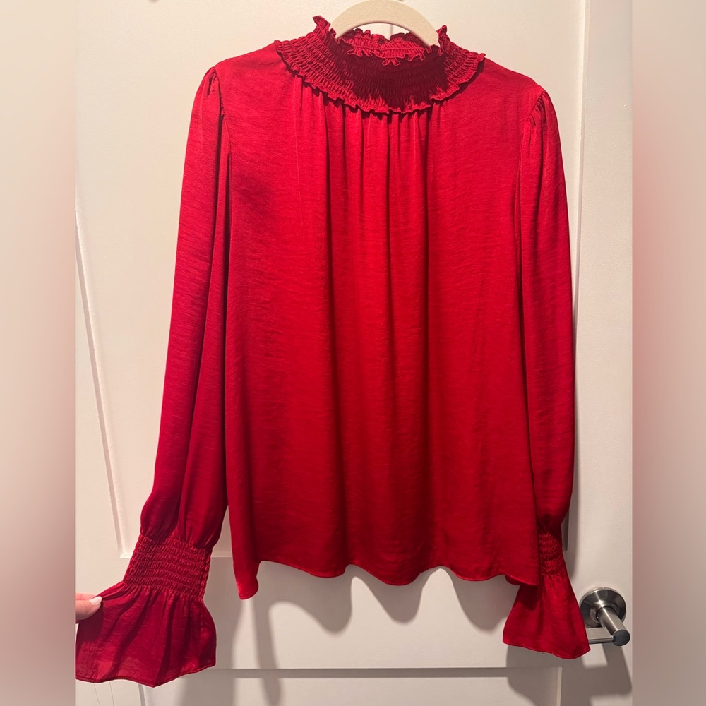 Worthington Mock Neck Red Blouse
